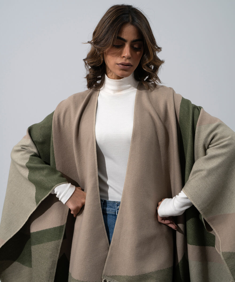 Women's Western Wear Camel Polyester Cape Shawl