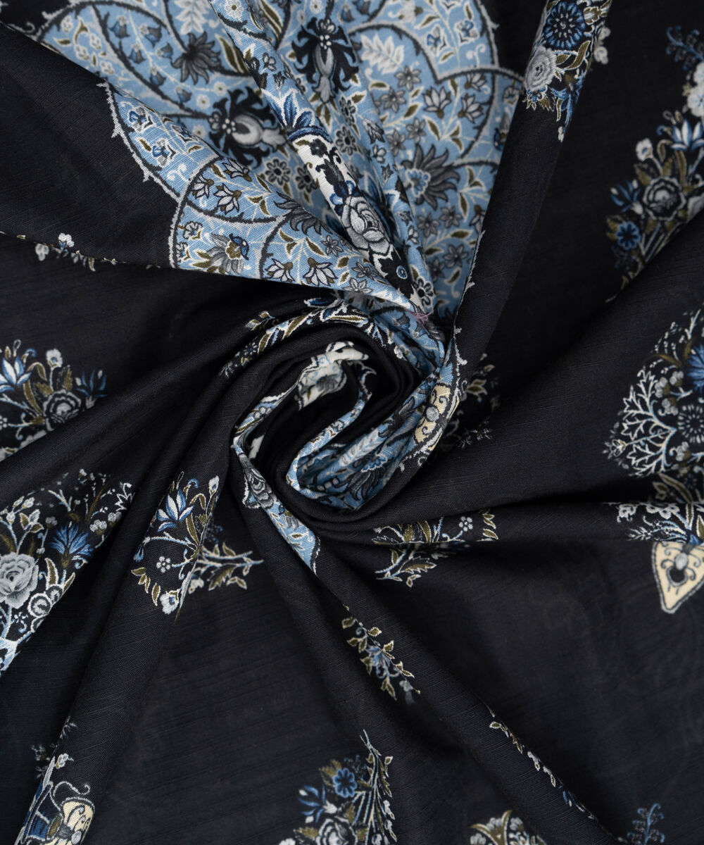Printed Khaddar Black Dupatta