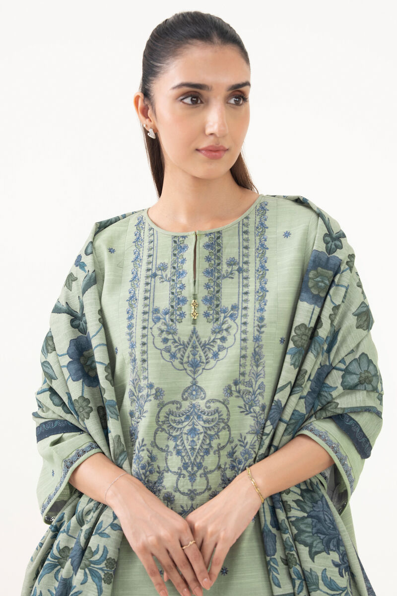 3 Piece - Embroidered Khaddar Suit