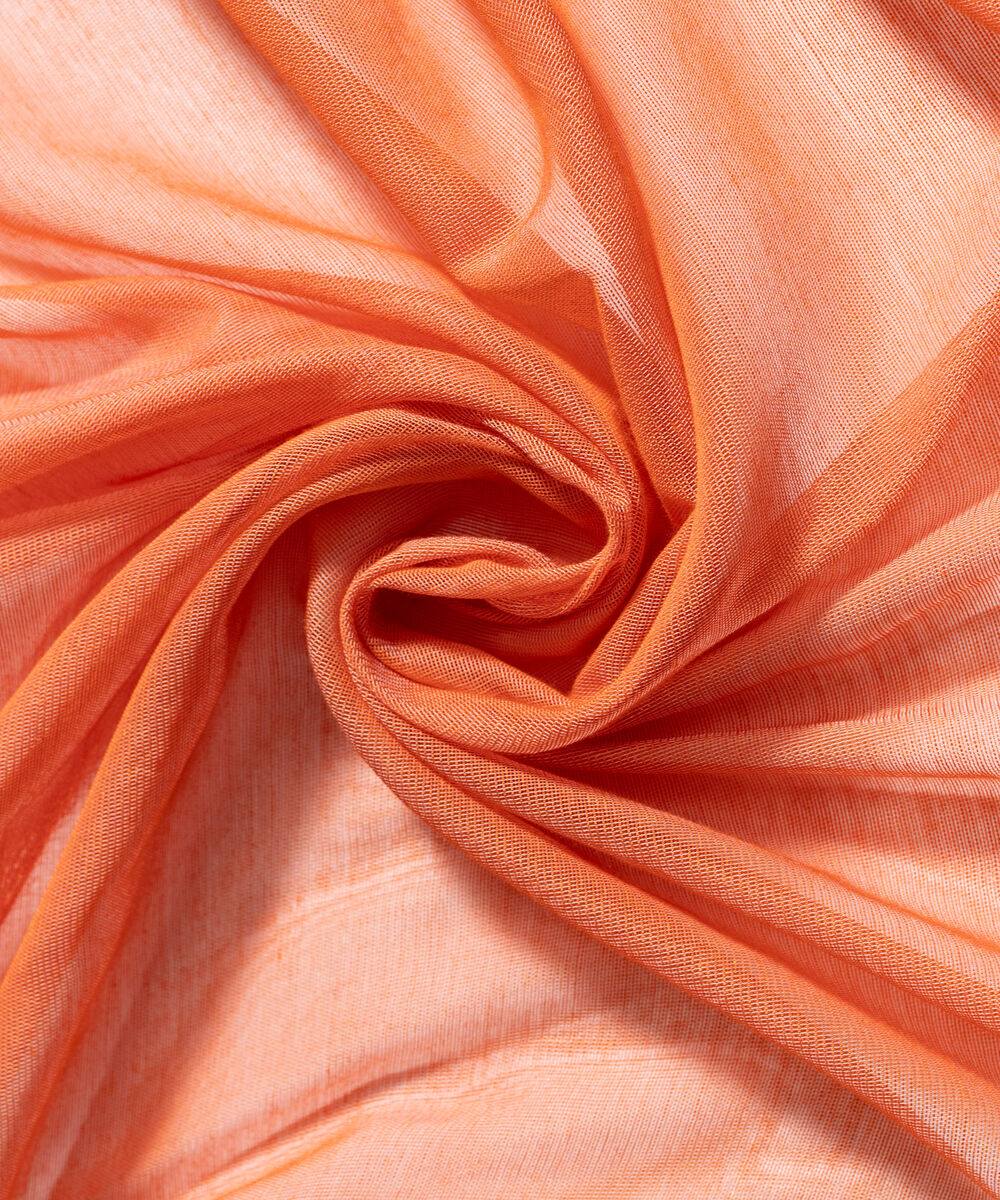 Khaddi Net Embroidered Orange Dupatta