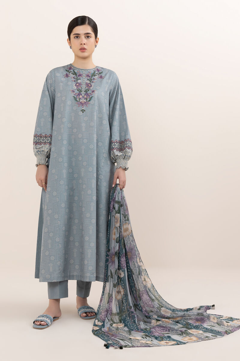3 Piece - Embroidered Cotton Suit