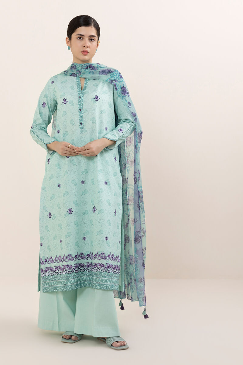 3 Piece - Embroidered Cotton Suit