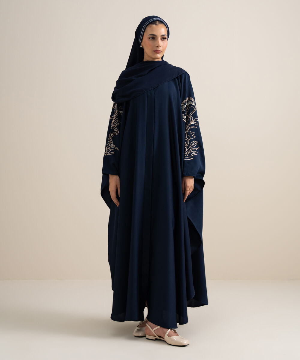 Women's Navy Blue Kaftan Abaya Set