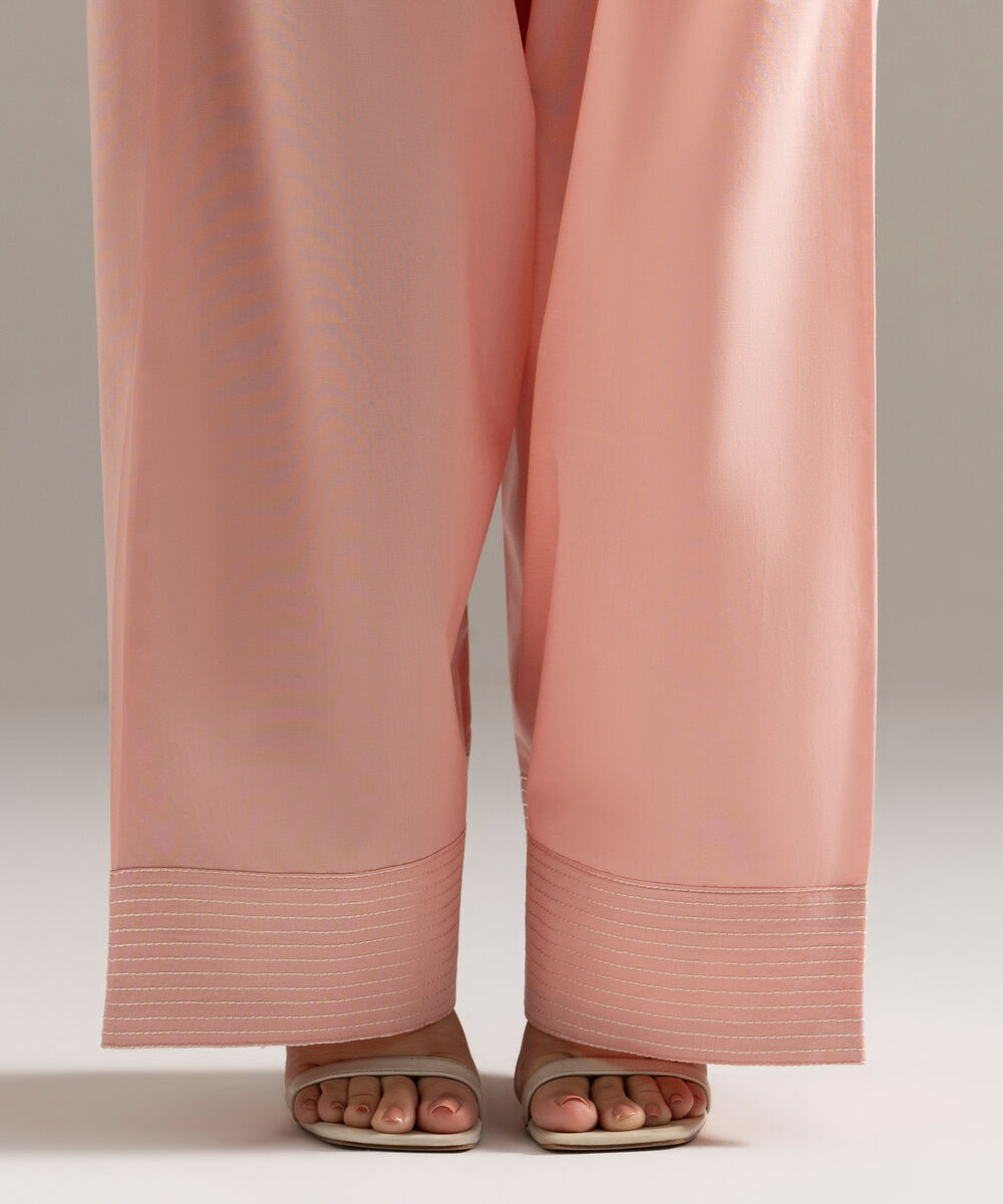 Women's RTW Cambric Embroidered Pink Farshi Shalwar