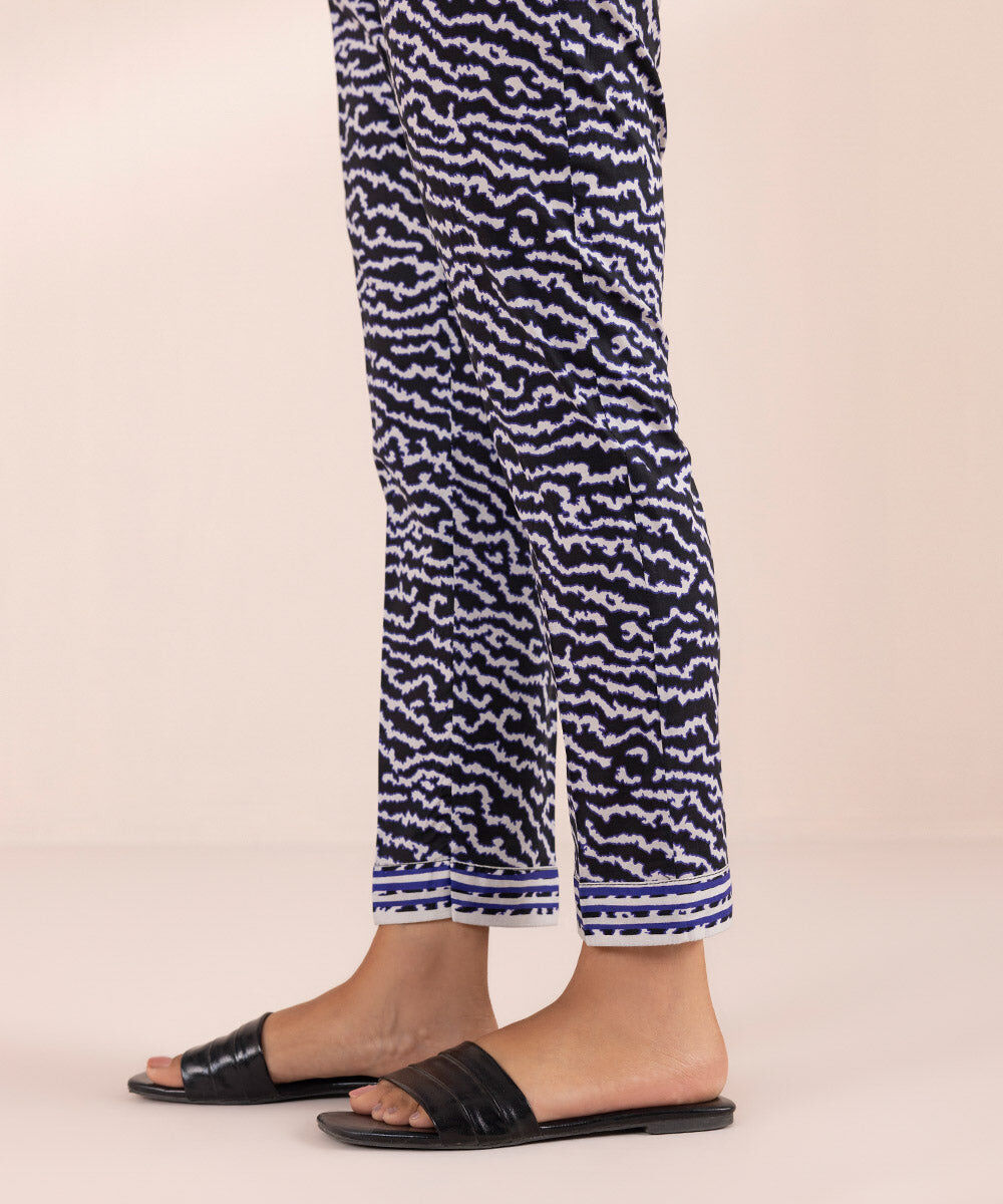 Women's Pret Stretch Lawn Black Printed Cigarette Pants