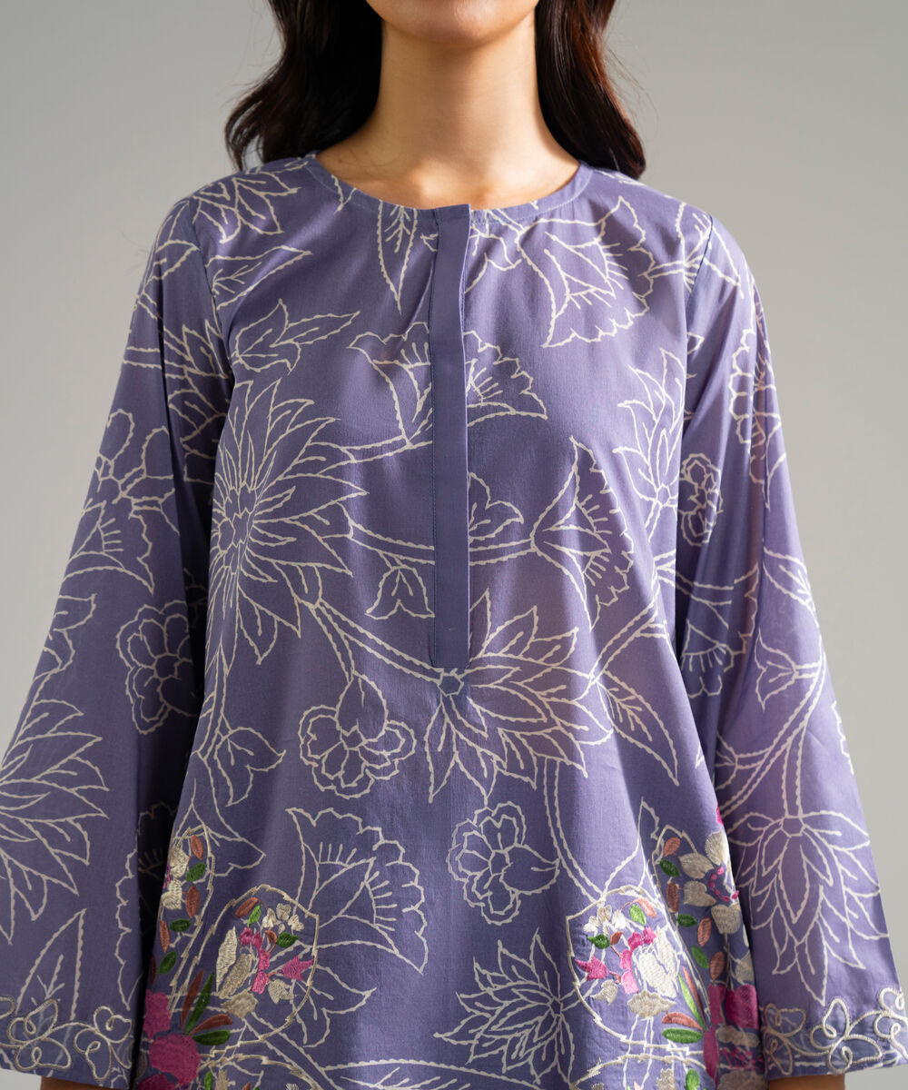 Women's RTW Lawn Embroidered Lilac 3 Piece Suit