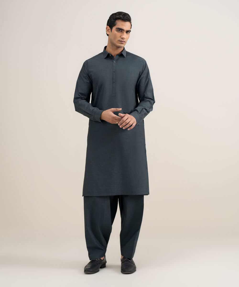 Men's Stitched Premium Yarn Dyed Cotton Blue Suit