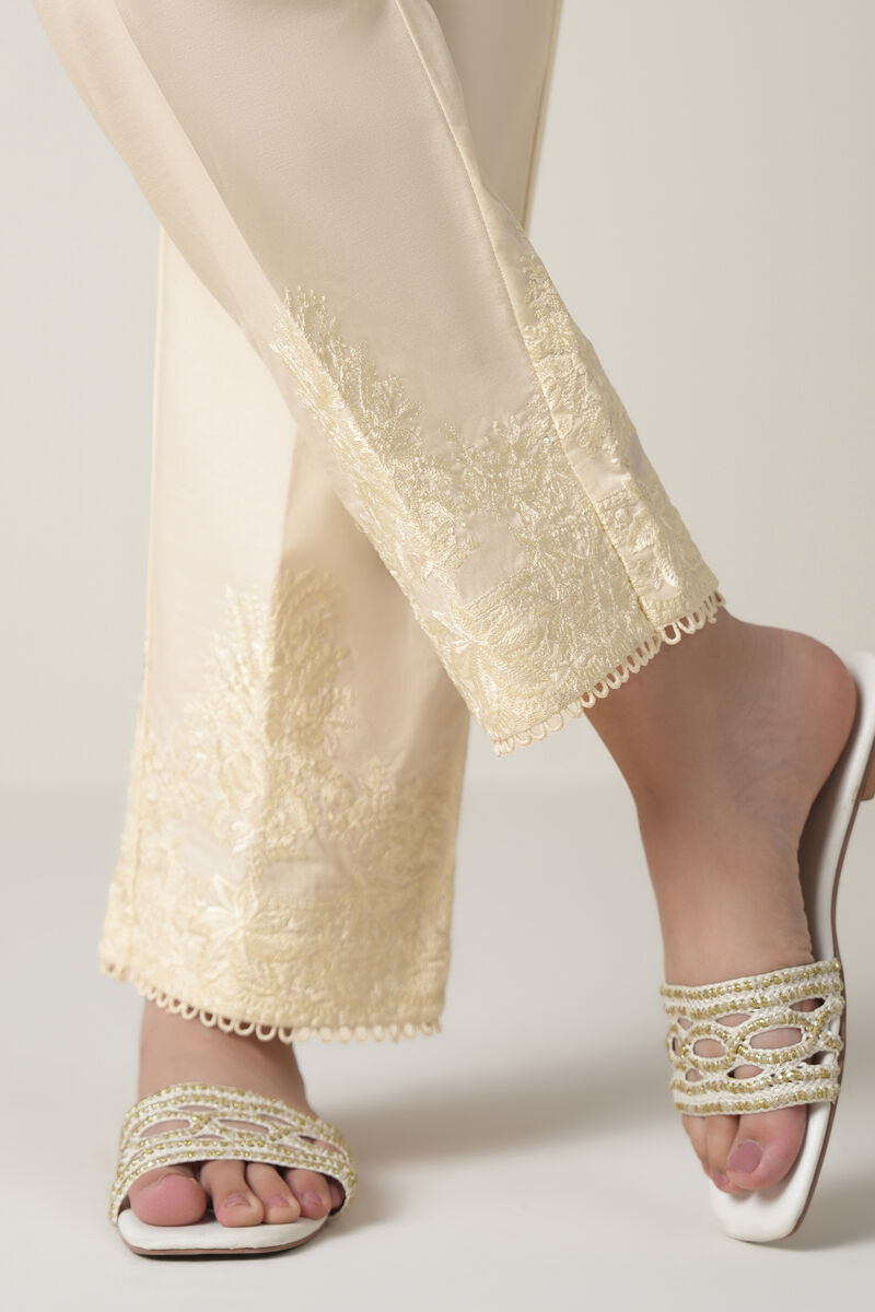 Embroidered Cambric Straight Pants