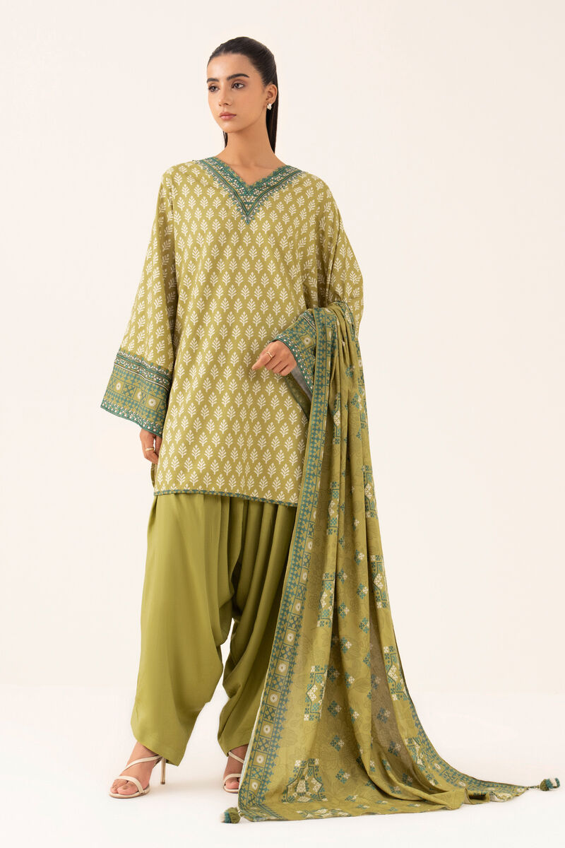 3 Piece -  Embroidered Linen Suit