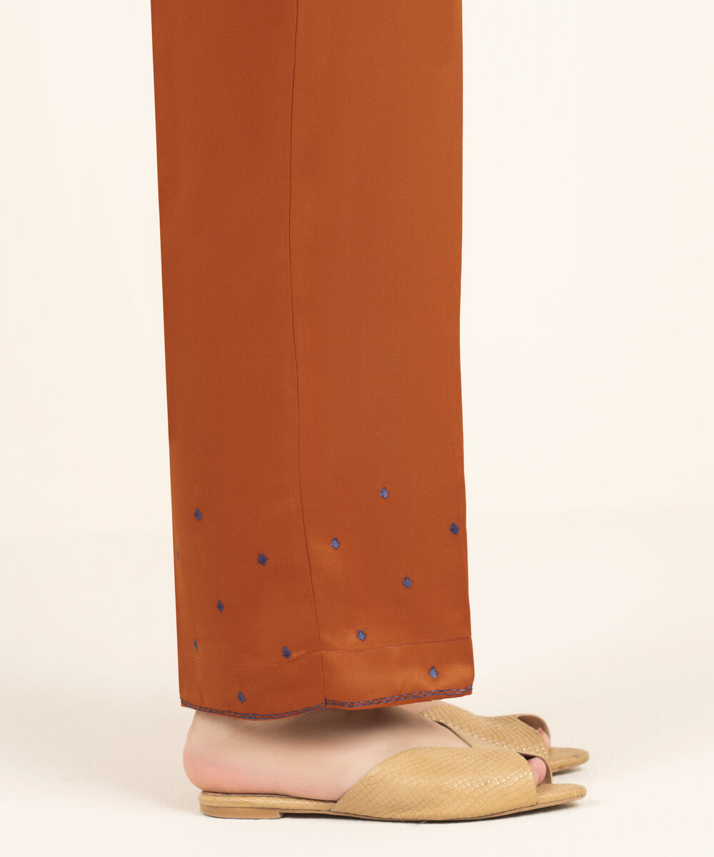 Women's RTW Bedford Embroidered Rust Straight Pants