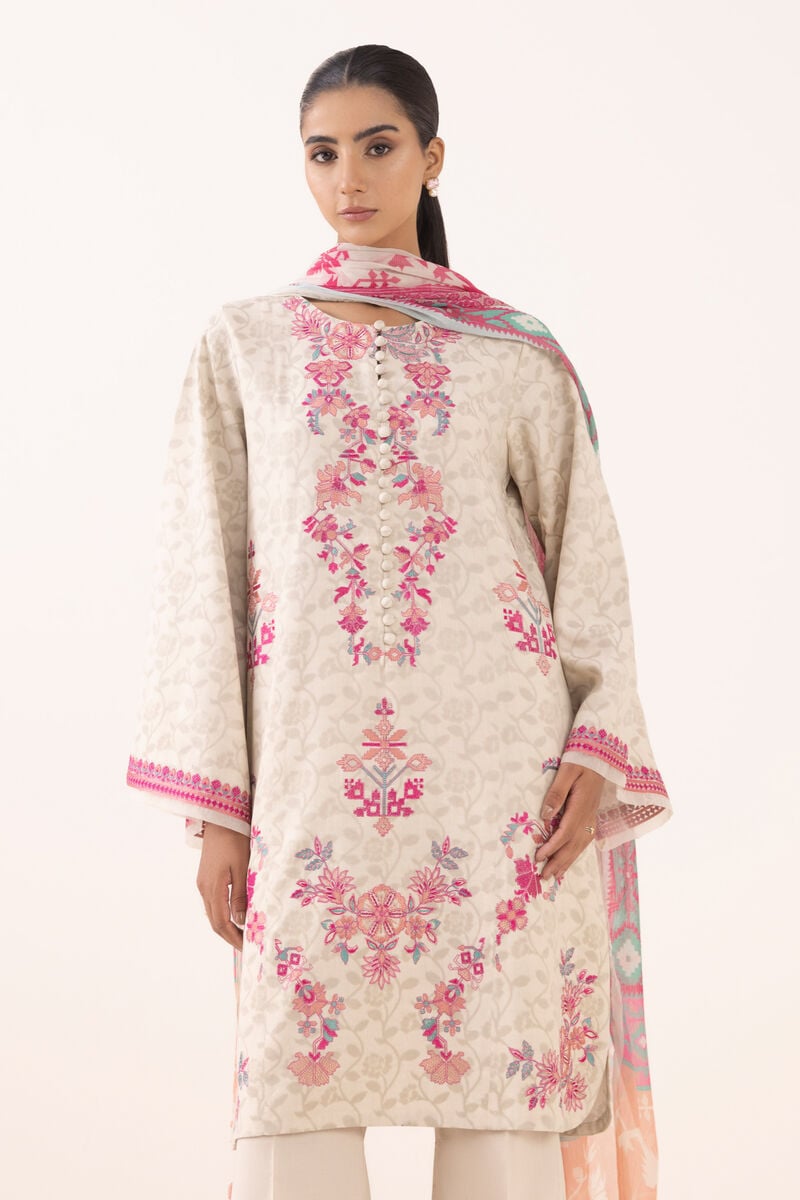 3 Piece - Embroidered Jacquard Suit