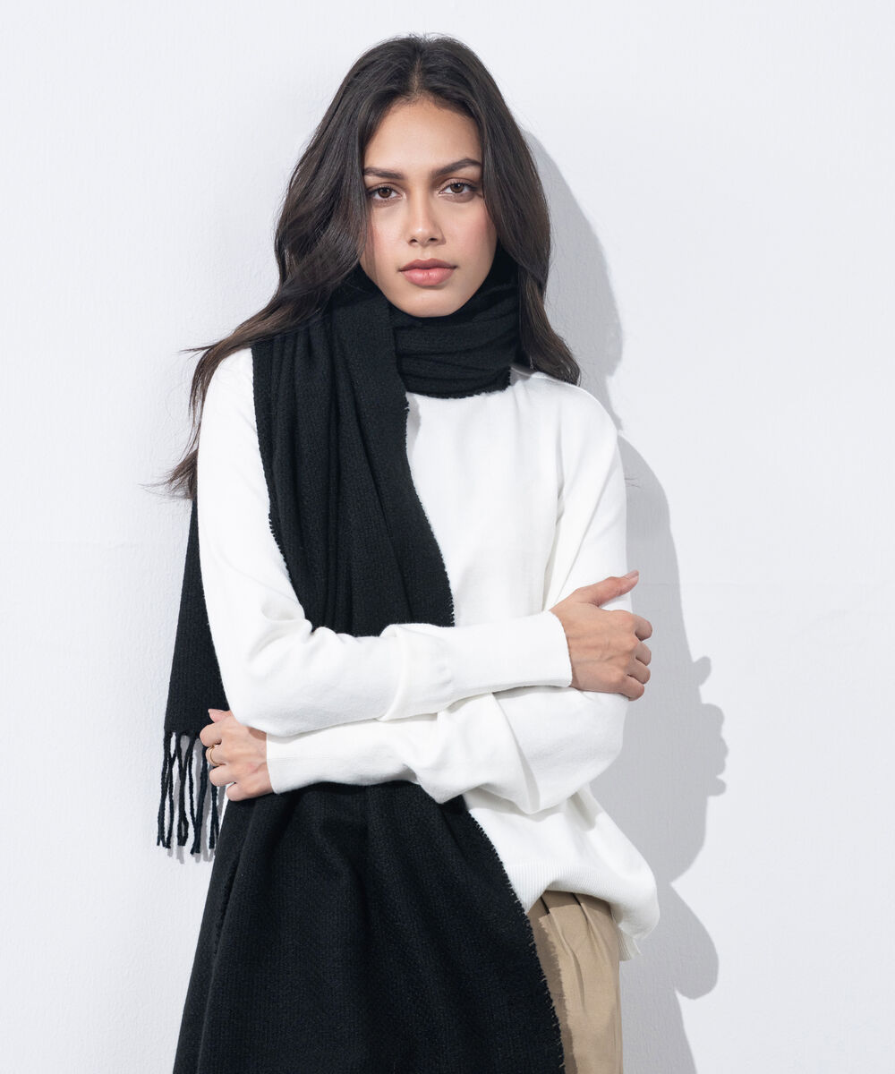 Women's Western Wear Black Woollen Scarf
