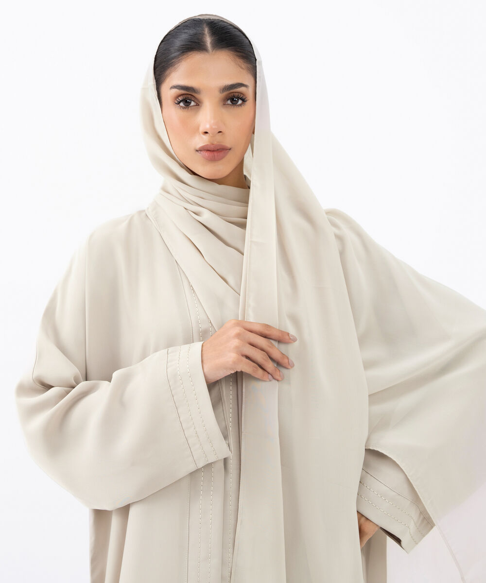 Women's Beige Polyester Abaya