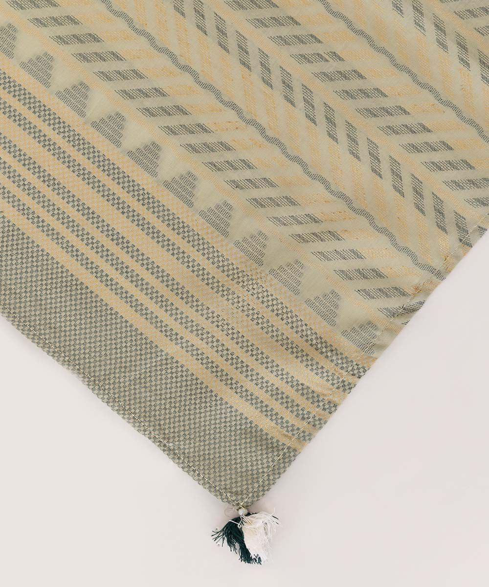 Extra Weft Jacquard Green Solid Dupatta