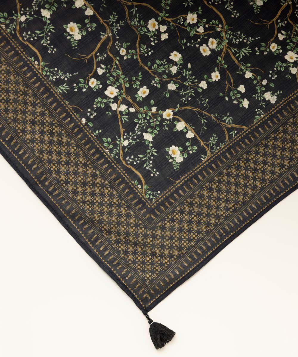 Textured Voile Black Printed Dupatta