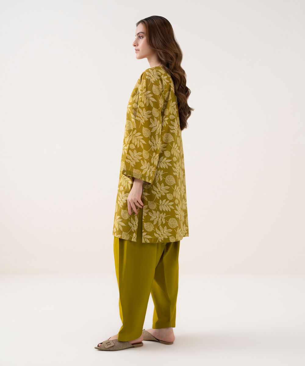 Women's RTW Cambric Embroidered Straight Yellow Shirt