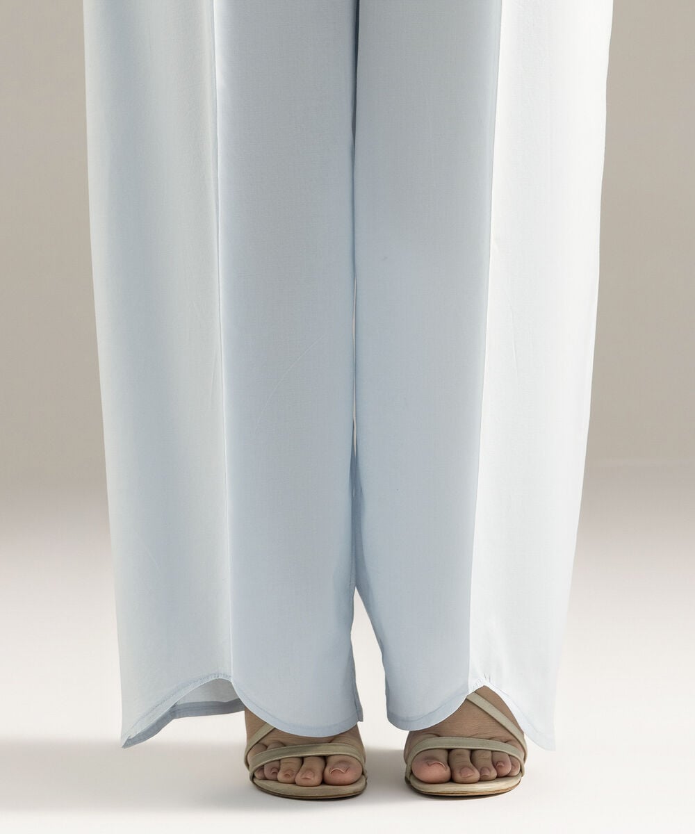 Solid Cambric Flared Pants — Sapphire view 3
