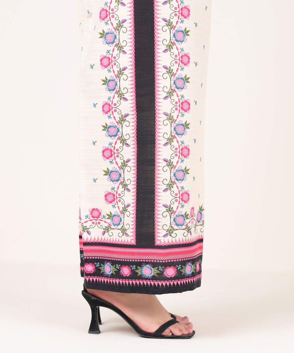 Women's RTW Khaddar Printed White Culottes