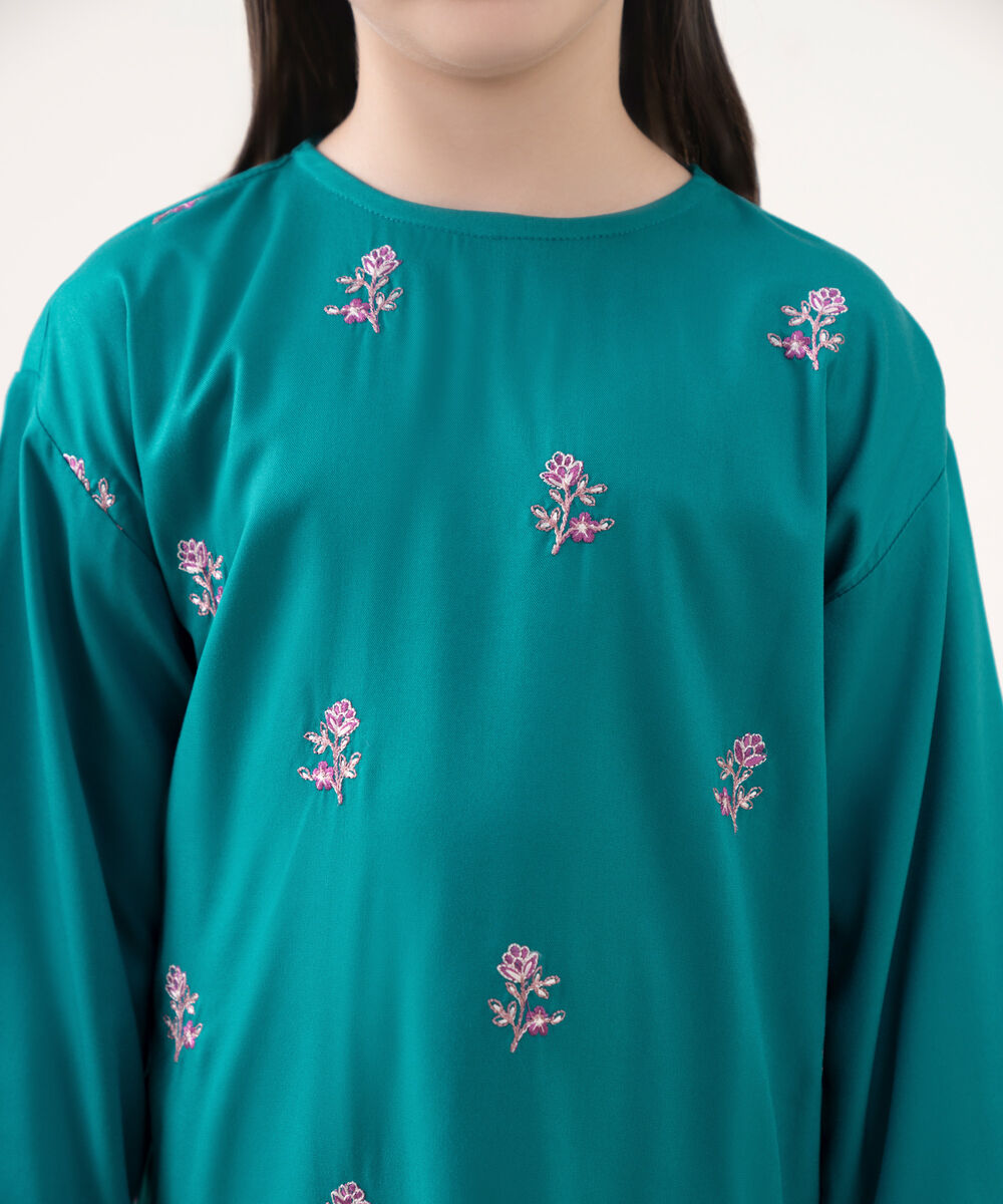 Girls Viscose Marina Blue Dyed Kidswear Shirt and Trousers