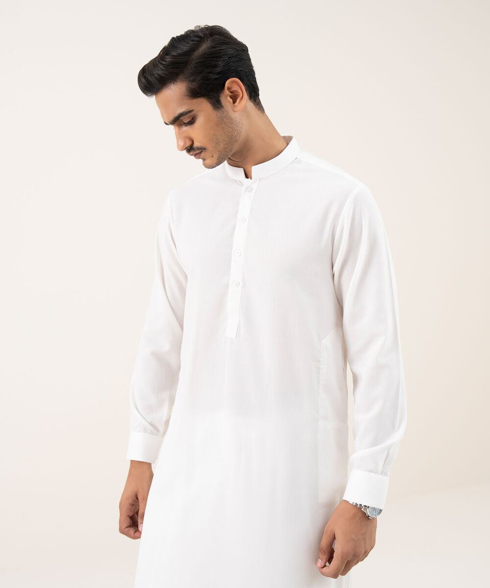Men's Falak Plain Off-White Kurta Shalwar