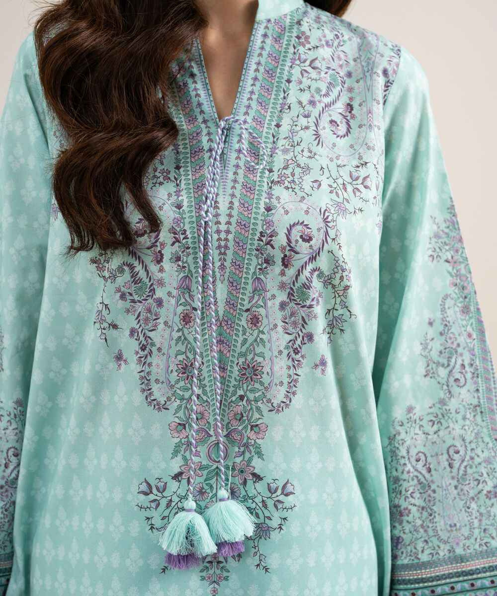 Women's Unstitched Lawn Embroidered Green