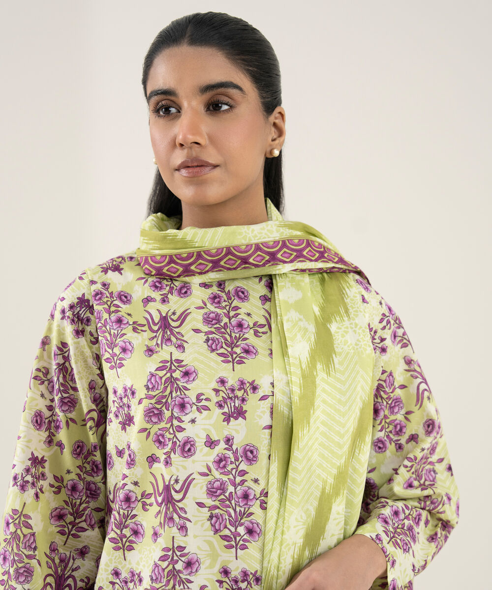 Women's Unstitched Lawn Printed Multi 3 Piece Suit