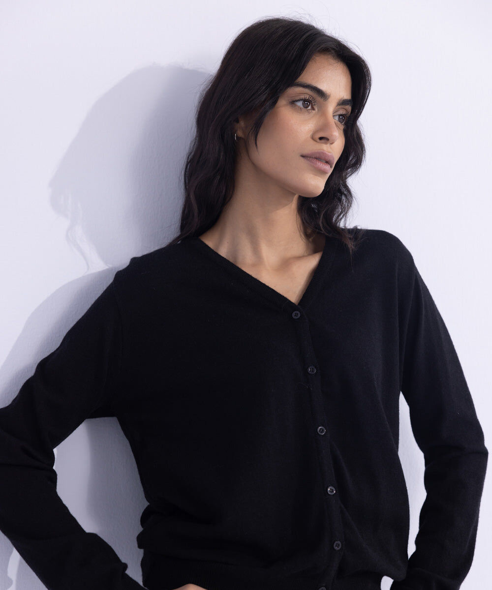 Woman - Black Light Weight Knit Cardigan