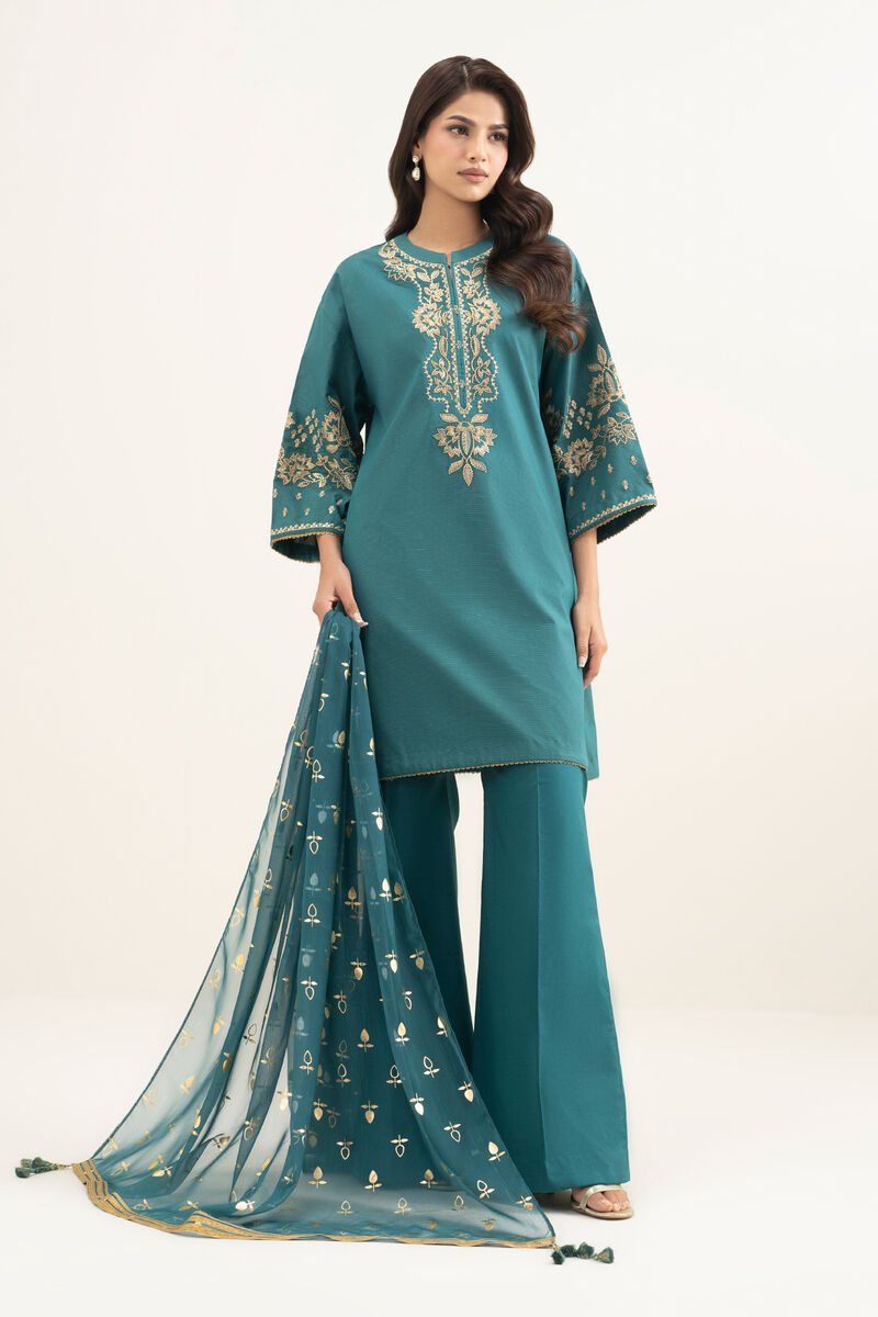 3 Piece - Embroidered Zari Lawn Suit