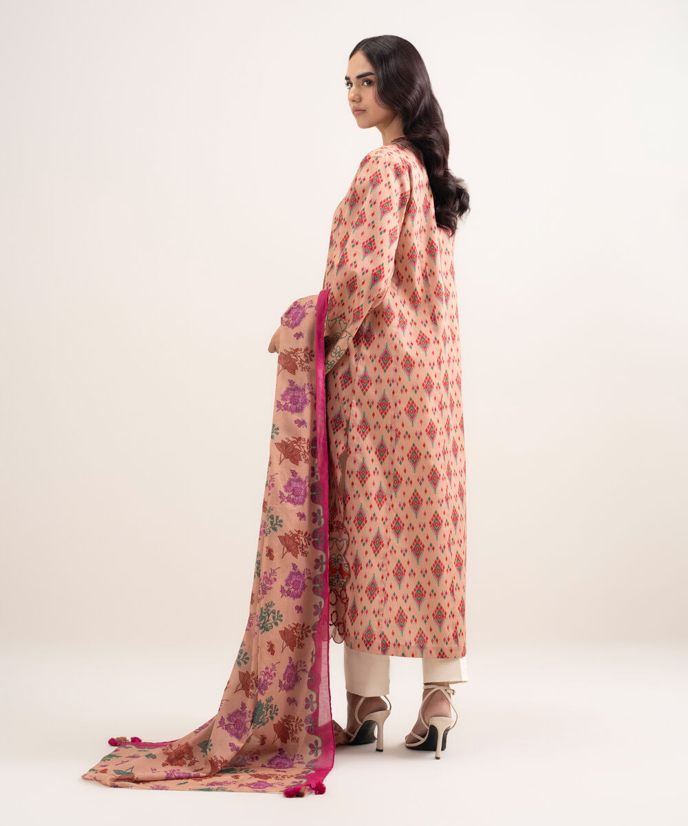 Women's Unstitched Lawn Embroidered Multi 2 Piece Suit