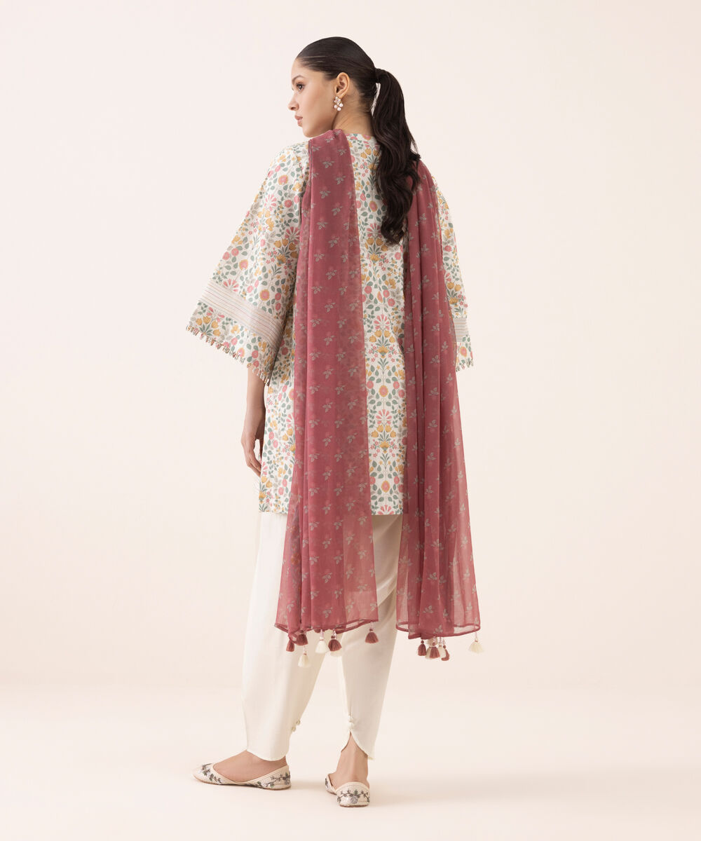 Women's Unstitched Cotton Embroidered Multi Three Piece Suit