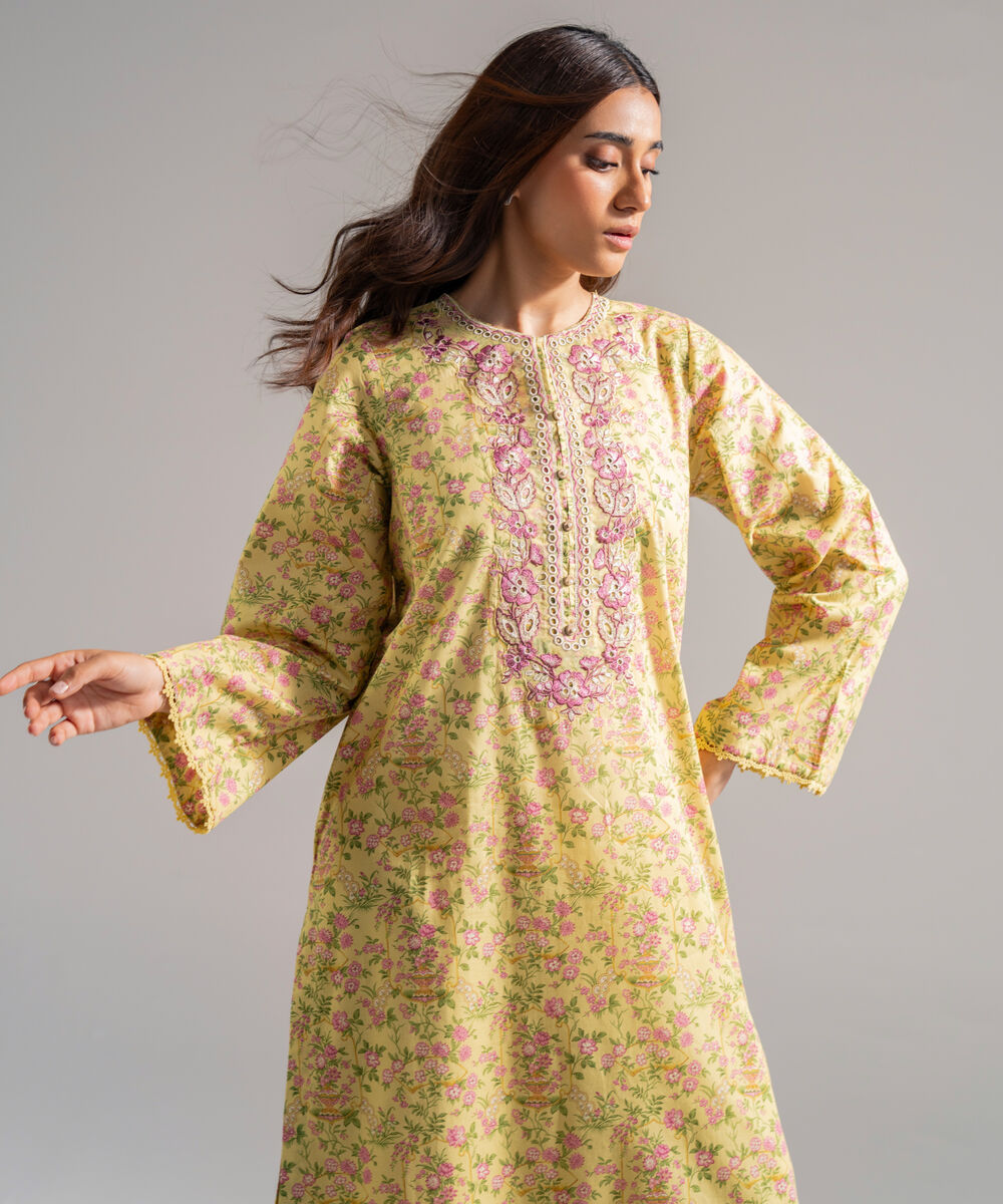 Women's RTW Lawn Embroidered Yellow 2 Piece Suit