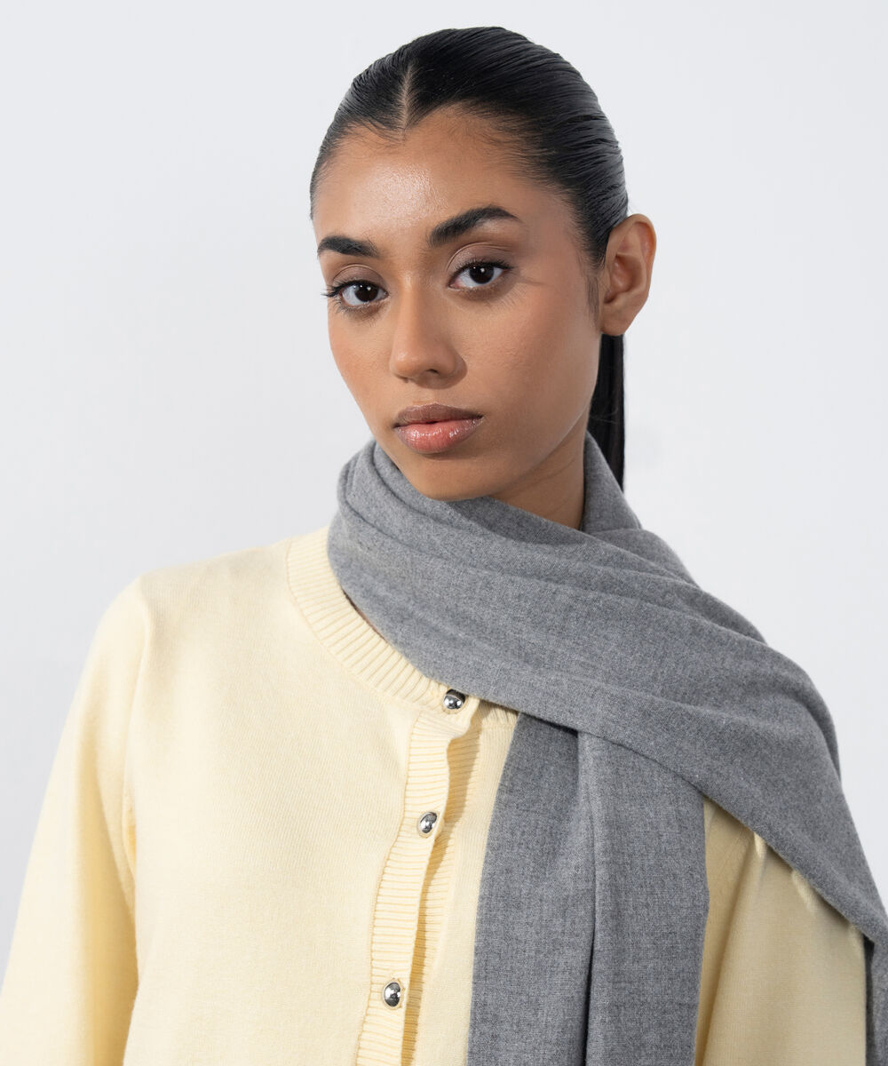 Women's Western Wear Grey Plain Woollen Scarf
