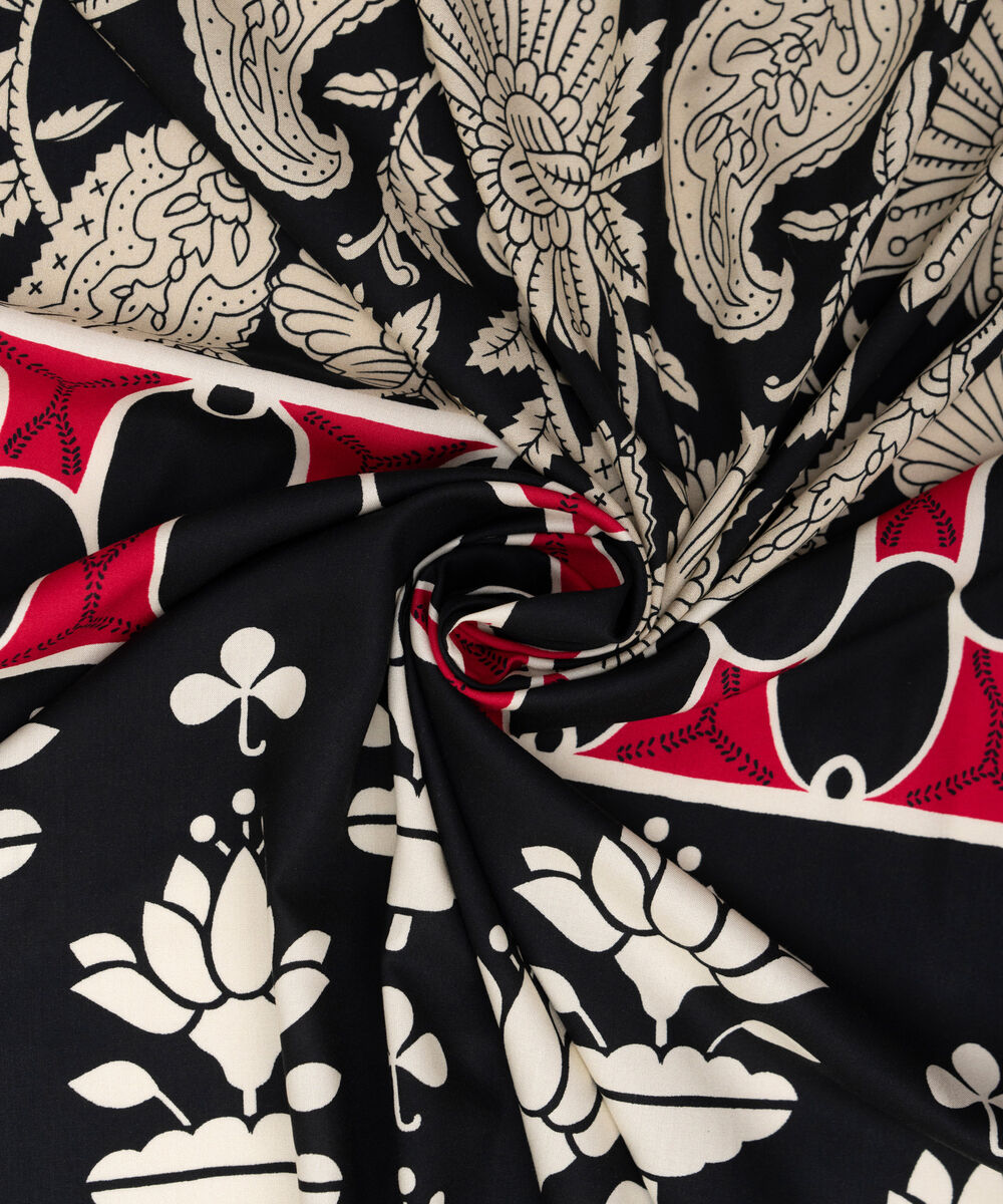 Printed Linen Black Dupatta