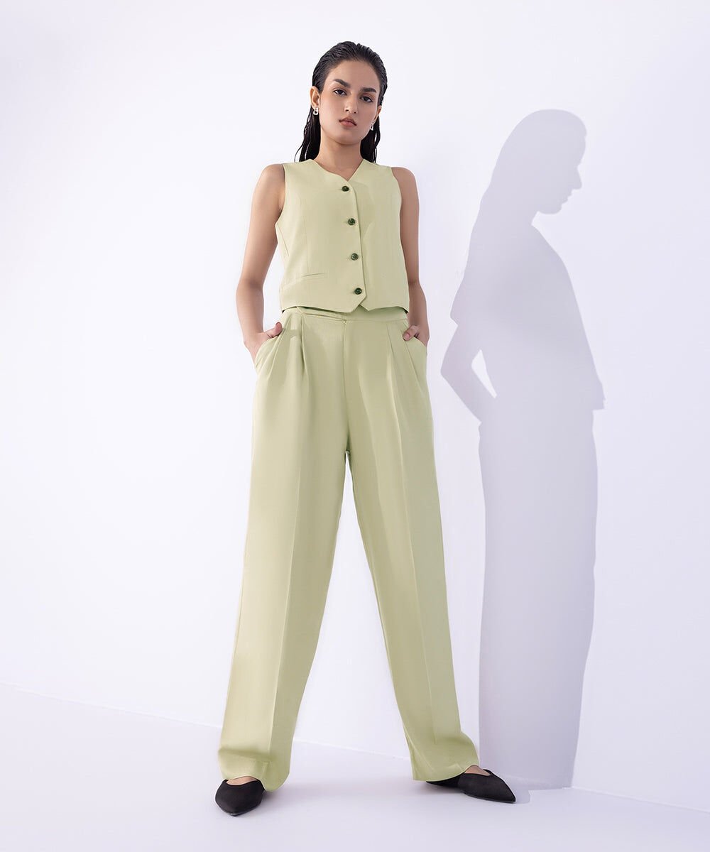 Women's Western Wear Beige Waistcoat With Faux Pockets