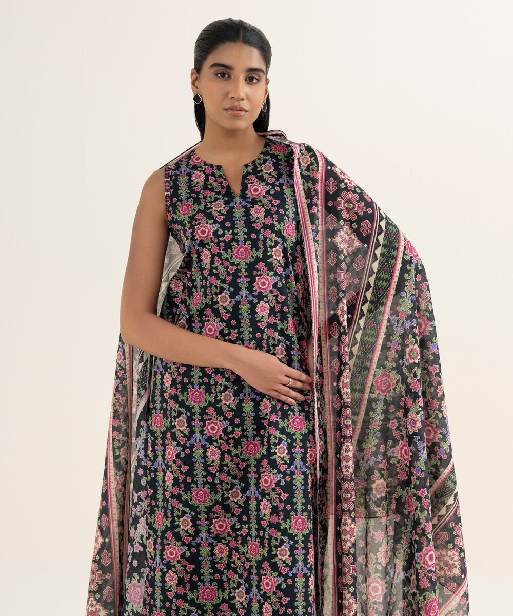 Women's Unstitched Lawn Printed Multi 3 Piece Suit