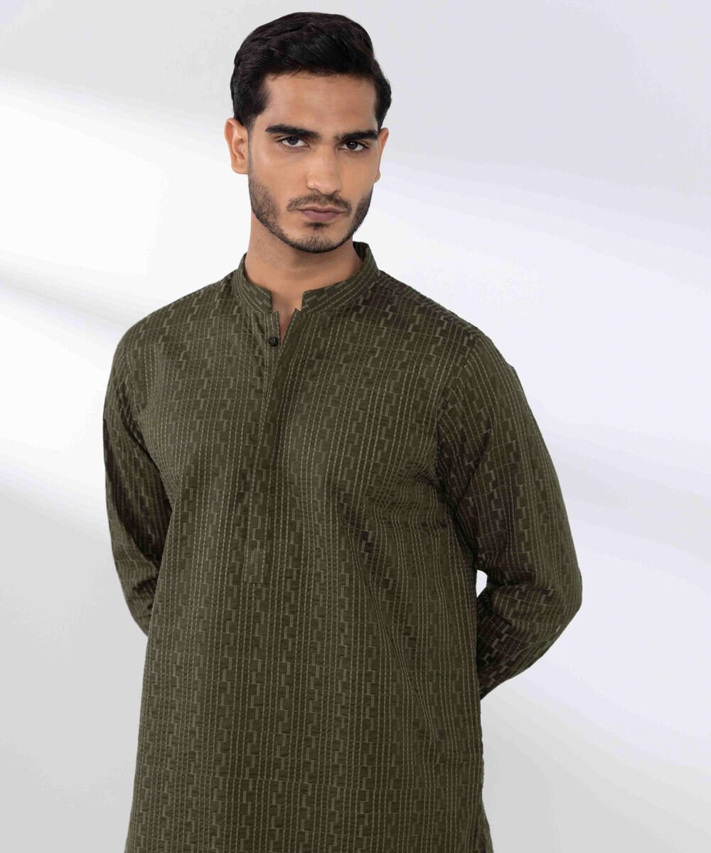 Schiffli Embroidered Cotton Kurta MSTE2P25V112 Men's Kurta MSTE2P25V112 i