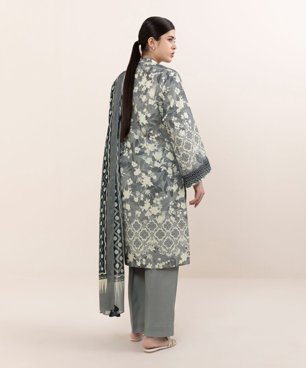 Women's Unstitched Cotton Printed Multi Three Piece Suit