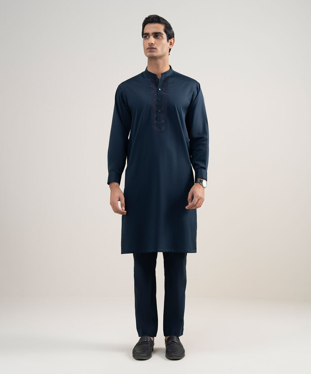 Men's Stitched Premium Cotton Indigo Suit
