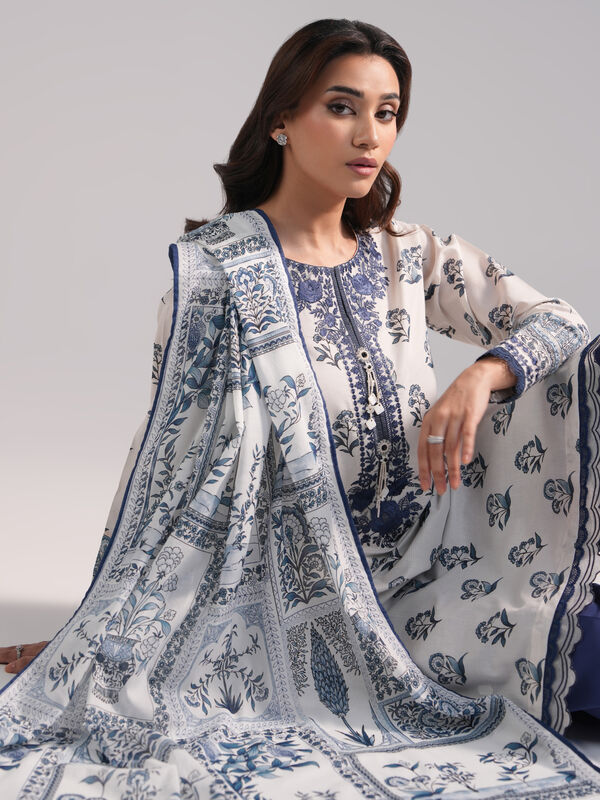 3 Piece - Embroidered Zari Lawn Suit