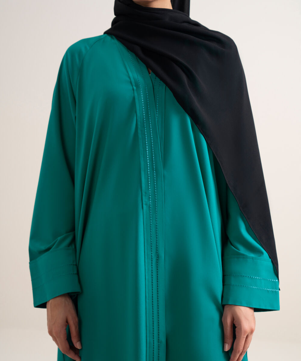 Women's Turquoise Button Through Raglan Abbaya