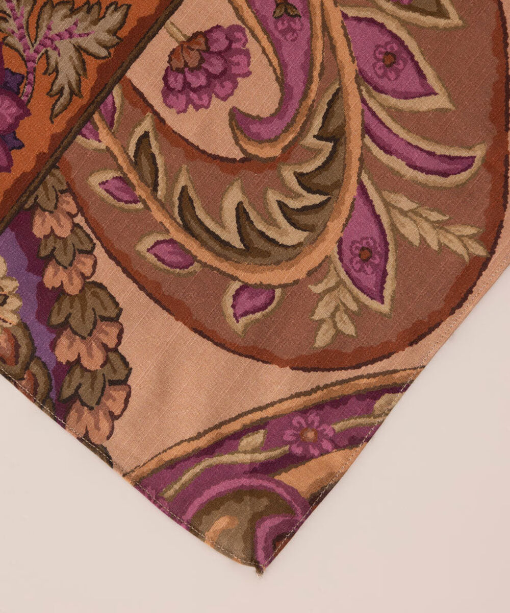 Women's Pret Printed Rust Brown Light Khaddar Dupatta