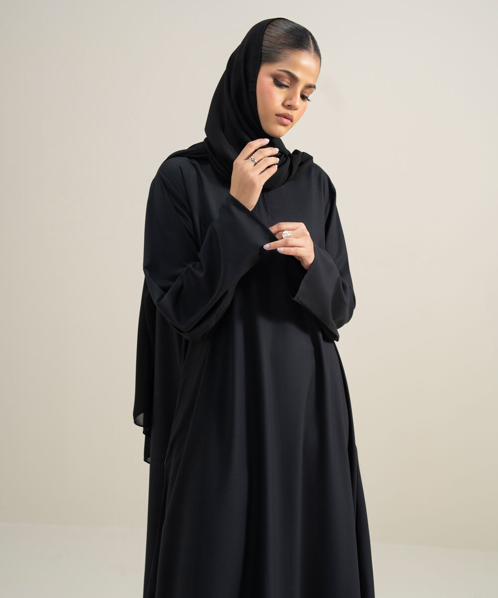 Women's Polyester Black Regular Abbaya