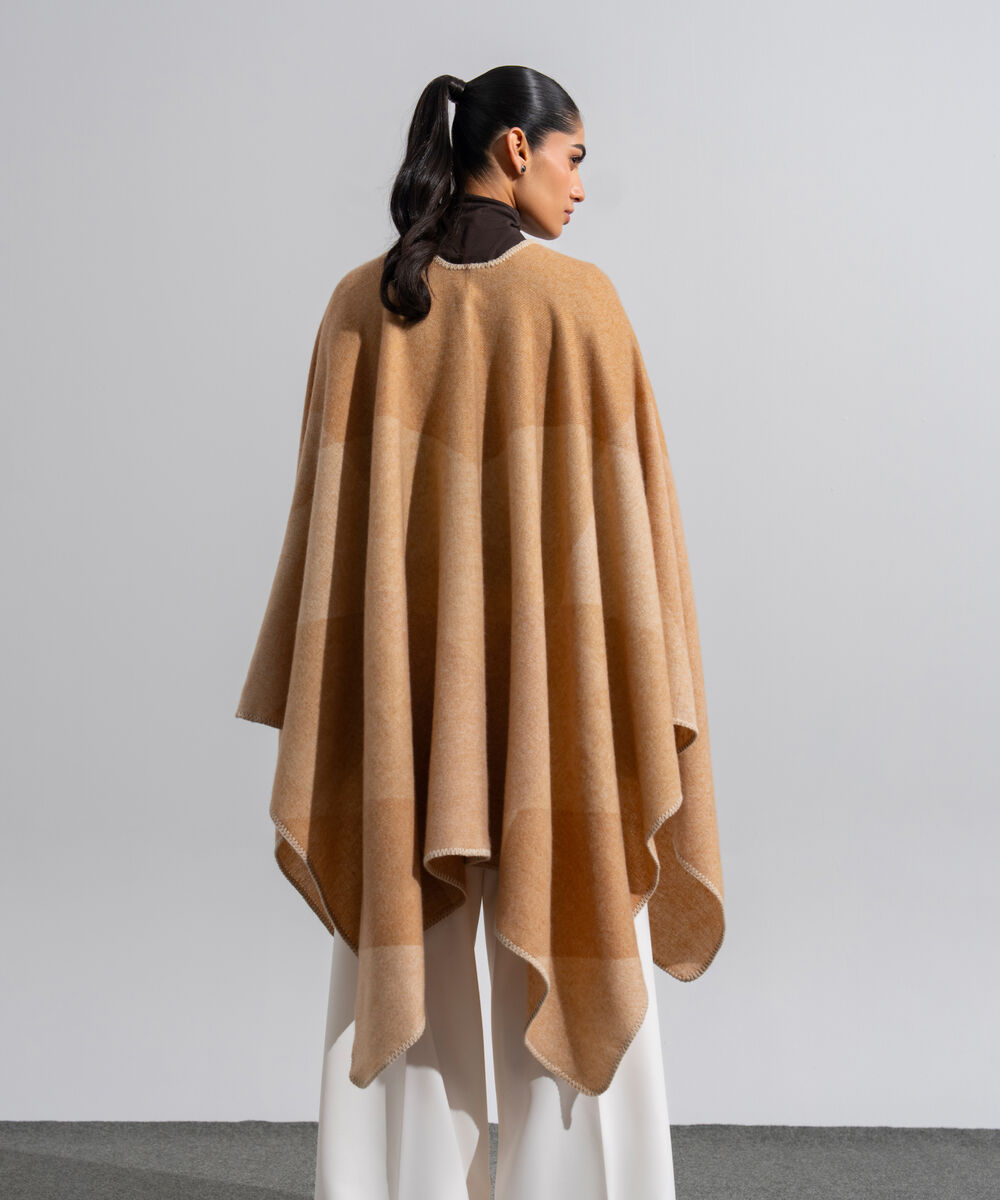 Women's Western Wear Beige Polyester Cape Shawl