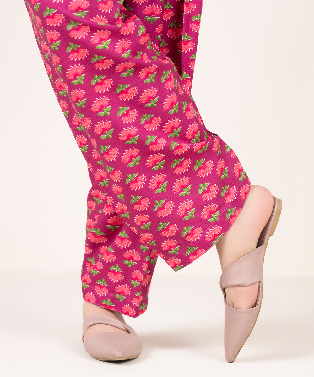 Women's RTW Dobby Printed Pink Shalwar