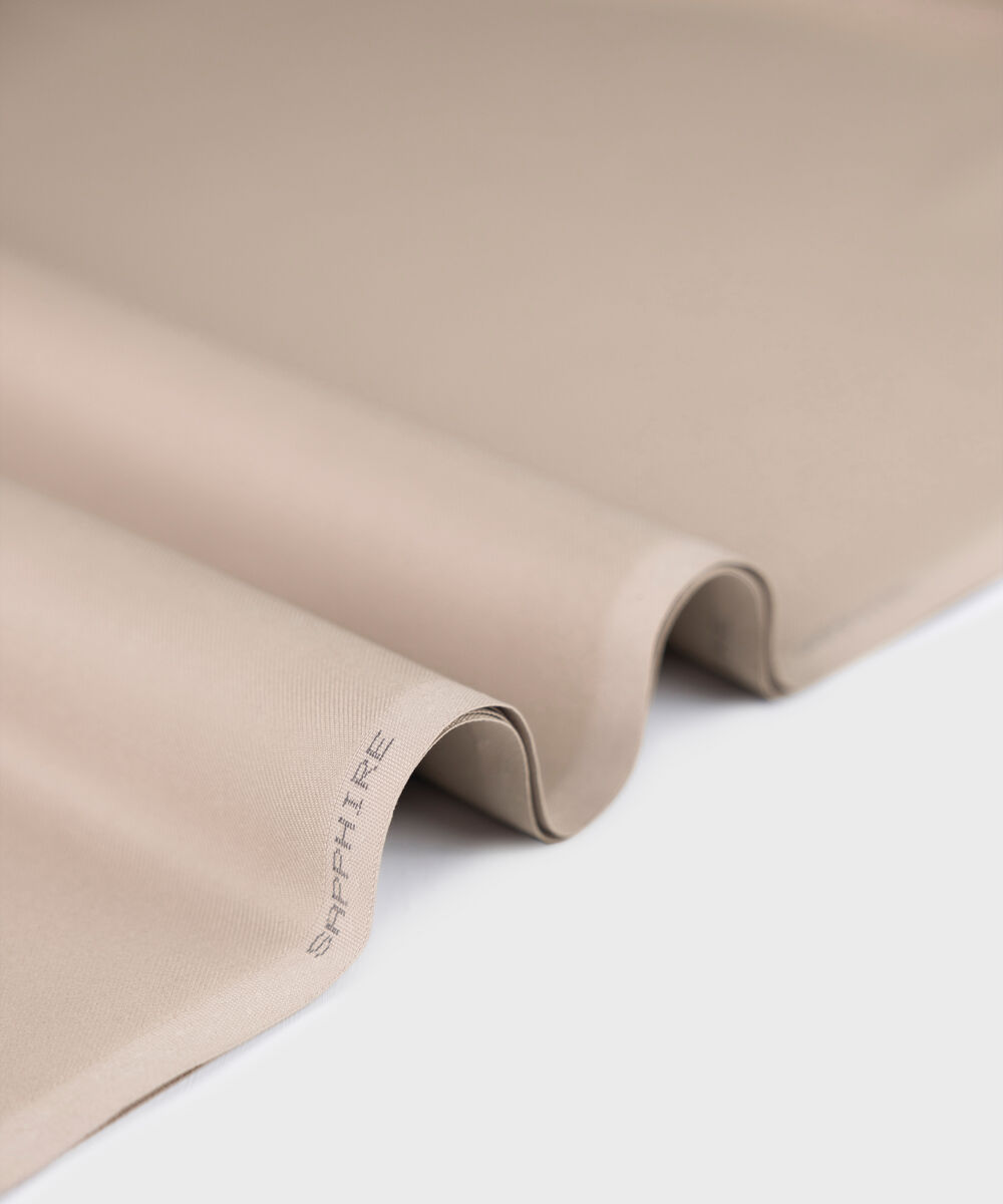 Men's Unstitched dark beige textured wash & wear Suit