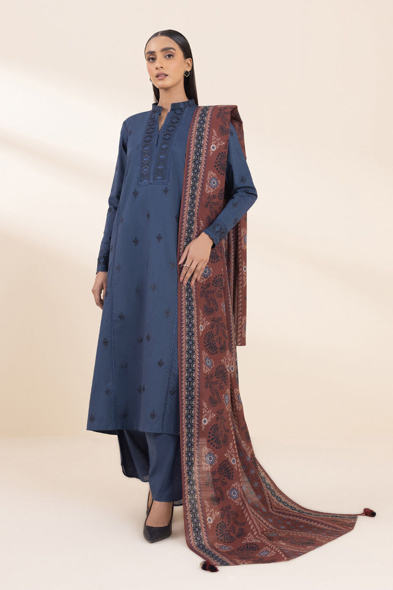 3 Piece - Embroidered Crosshatch Suit