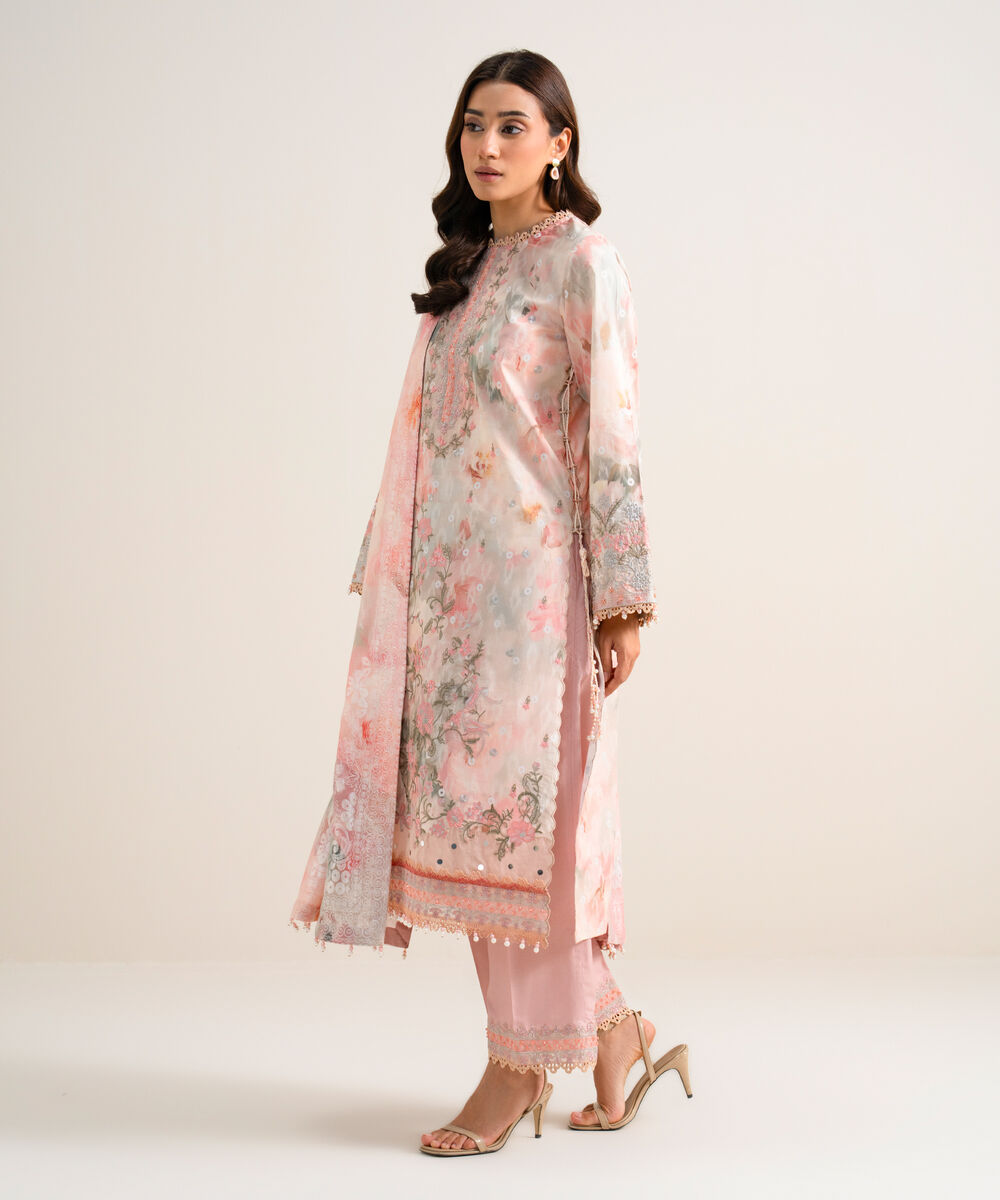 Women's Unstitched Embroidered Lawn Multi 3 Piece Suit