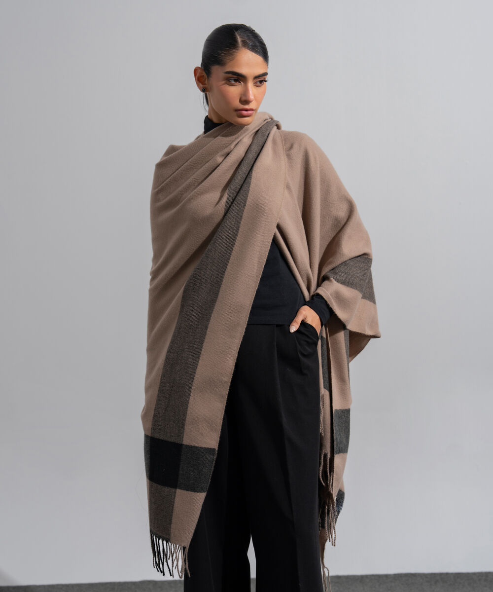Women's Western Wear Khaki Polyester Cape Shawl