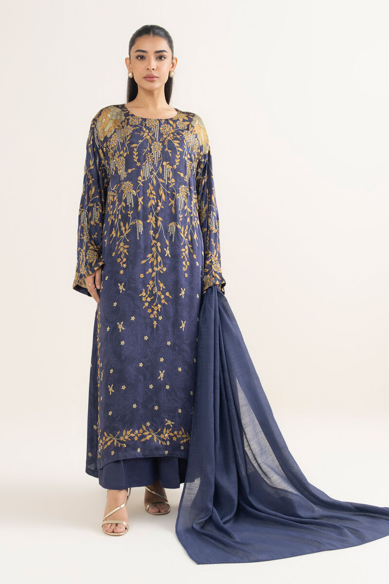 3 Piece - Embroidered Silk Suit