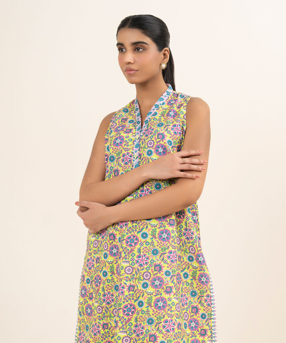 Women's Unstitched Cotton Printed Multi 2 Piece Suit